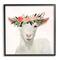 Stupell Industries Springtime Flower Crown Baby Goat Wall Accent with Black Frame